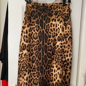 Zara midi leopard silk skirt
